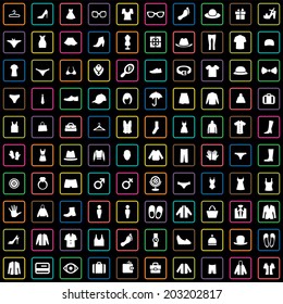 100 clothes icons set