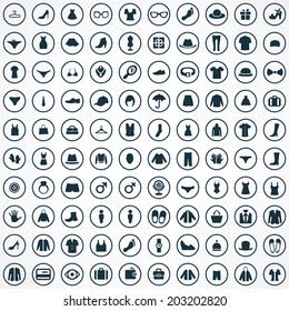 100 clothes icons set