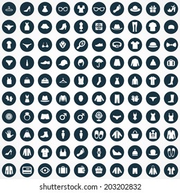 100 clothes icons set
