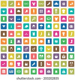 100 clothes icons set