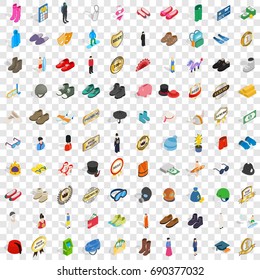 100 clothes icons set in isometric 3d style for any design vector illustration