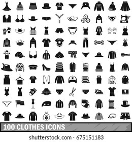 100 clothes icons set in simple style for any design vector illustration