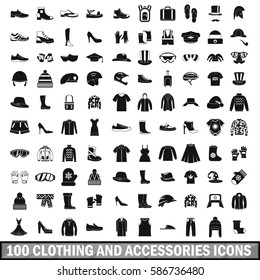 100 clothing and accessories icons set in simple style for any design vector illustration