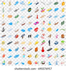 100 coast icons set in isometric 3d style for any design vector illustration