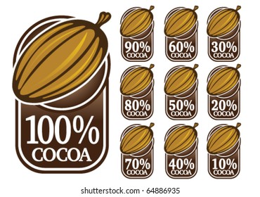 100% Cocoa Seals / Marks / Icons