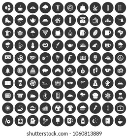 100 coffee cup icons set in simple style white on black circle color isolated on white background vector illustration