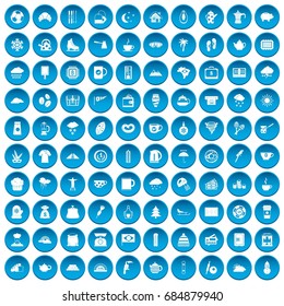 100 coffee cup icons set blue