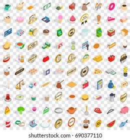 100 coffee icons set in isometric 3d style for any design vector illustration