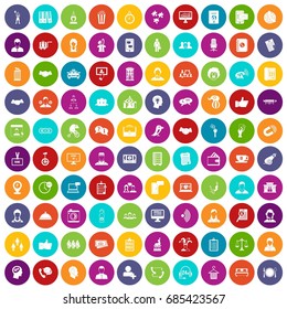100 coherence icons set in different colors circle isolated vector illustration