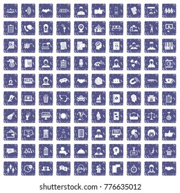 100 coherence icons set in grunge style sapphire color isolated on white background vector illustration
