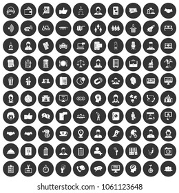 100 coherence icons set in simple style white on black circle color isolated on white background vector illustration