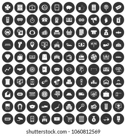 100 coin icons set in simple style white on black circle color isolated on white background vector illustration