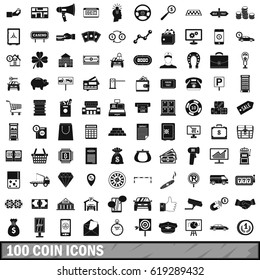 100 coin icons set in simple style for any design vector illustration