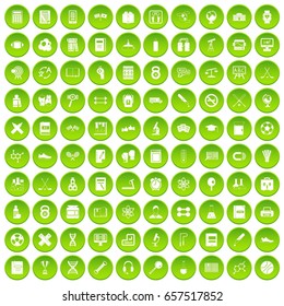 100 college icons set green circle isolated on white background vector illustration