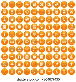 100 college icons set orange