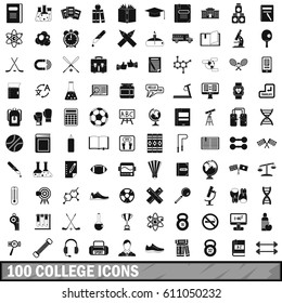 100 college icons set in simple style for any design vector illustration