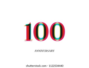 100 Colorful anniversary logotype design isolated on white background