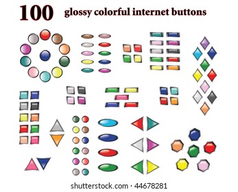 100 colorful vector buttons