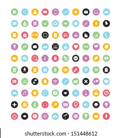 100 Colorful Vector Icons for Web and Mobile