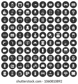 100 comfortable house icons set in simple style white on black circle color isolated on white background vector illustration