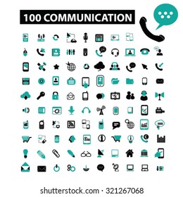 100 íconos de comunicación, conexión, tecnología, móviles