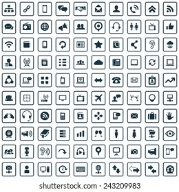 100 communication icons big universal set 