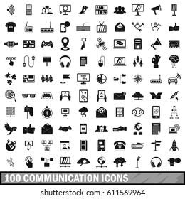 100 communication icons set in simple style for any design vector illustration