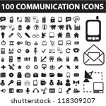 100 communication icons set, vector