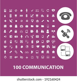 100 Kommunikationssymbole Set, Vektorgrafik