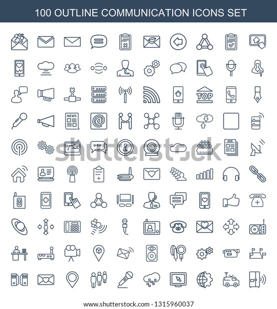 100 Communication Icons Trendy Communication Icons Stock Vector ...