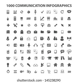 100 communication infographics icons, elements, signs set, vector