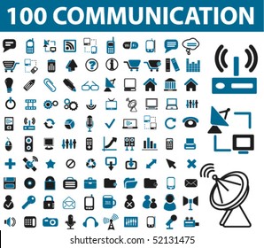 100 communication signs. vector