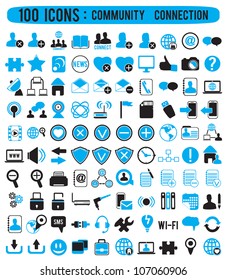 100 community connection icons - vector icons