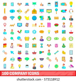 100 company icons set in cartoon style for any design vector illustration