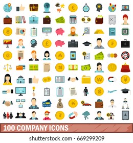 100 company icons set in flat style for any design vector illustration