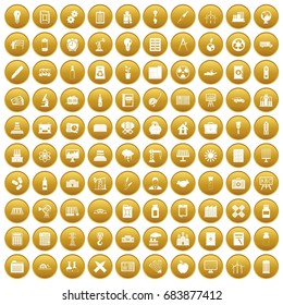 100 company icons set gold