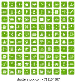 100 company icons set in grunge style green color isolated on white background vector illustration