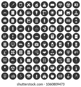 100 company icons set in simple style white on black circle color isolated on white background vector illustration