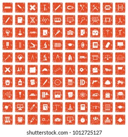 100 compass icons set in grunge style orange color isolated on white background vector illustration