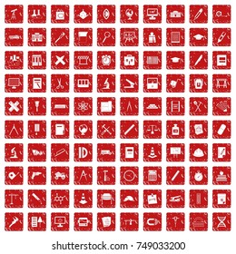 100 compass icons set in grunge style red color isolated on white background vector illustration