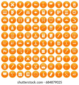100 compass icons set orange