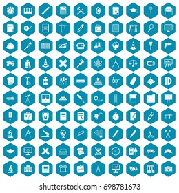 100 compass icons set in sapphirine hexagon isolated vector illustration