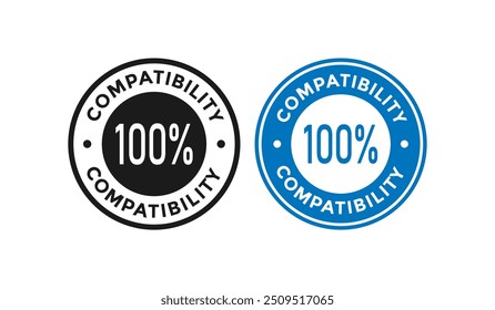 100% Kompatibilität Badge Logo Vektor. Dies eignet sich für Produktetikett, Herstellung und Informationsetikett.