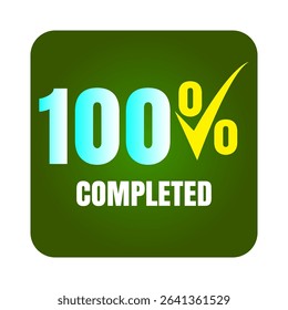 100% Completed 3D icon with Colorful