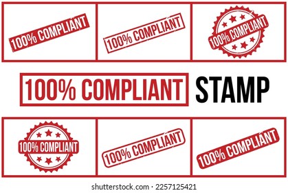 100% Compliant Rubber Stamp Set Vector