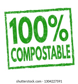 100 % compostable sign or stamp on white background, vector illustration svg