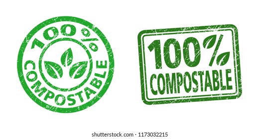 100% compostable stamps in grunge texture. svg