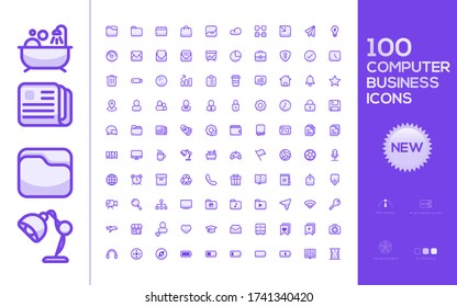 
100 Computer and Business Icons