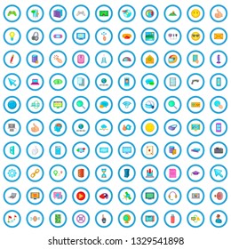 100 computer game icons set in cartoon style for any design illustration