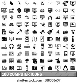100 computer icons set in simple style for any design vector illustration